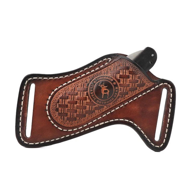 Cinto de couro para faca com lâmina dobrável