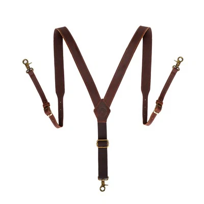 TOURBON Suspenders Leather Men's Braces Adjustable