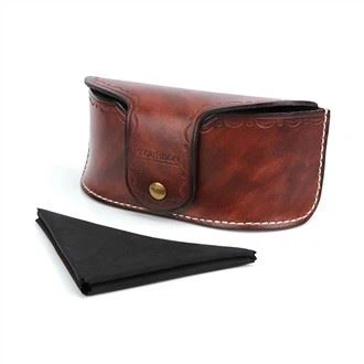 Hard Genuine Leather Glasses Case