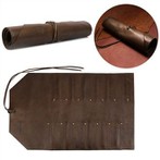 Saco de rolo para faca de chef 12 slots de couro à prova d'água para utensílios de cozinha Saco de armazenamento de lâmina