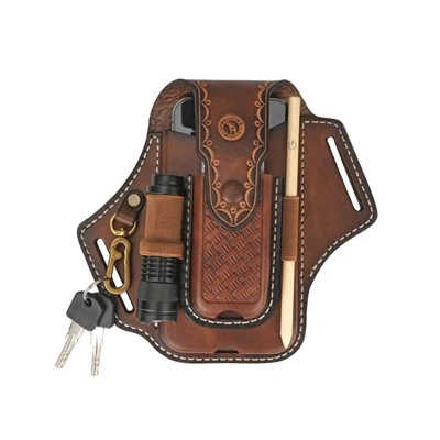 Bainha de couro multiferramenta para cinto EDC organizador de bolso